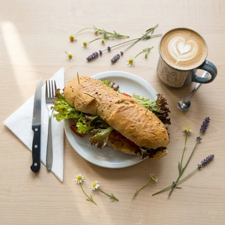 Frisch überbackene schwäbische "Seele" mit knackigem Salat; erhältlich mit verschieden Belägen; auch nach Wunsch; Café im Hirsch, Tübingen